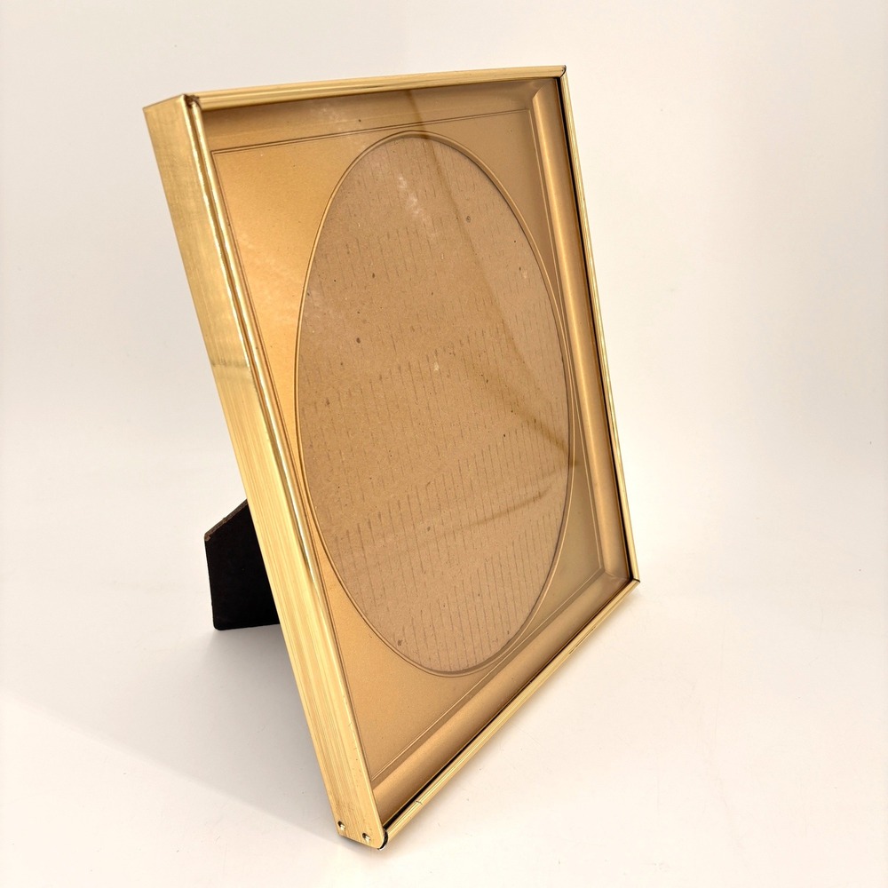 Vintage Gold Metal Picture Frame‎ 8x10 Oval Mat Tabletop Wall Mount Brass Tone